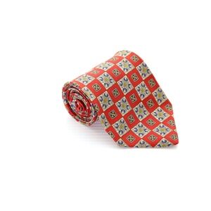 Valentino Cravatte 100% Silk Red Floral Abstract Mens Tie Handmade Italy Luxury